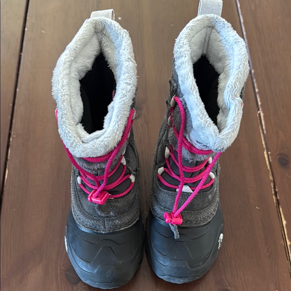 The North Face Gray and Pink Rain & Snow Boots with Insulated Lining